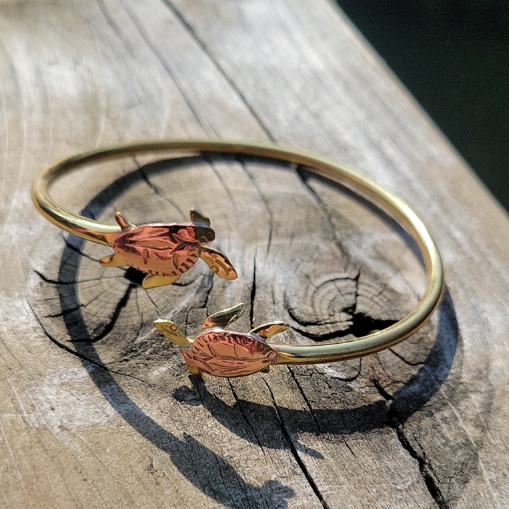Chris Anderson Brass And Copper Turtle Cuff Bracelet - Picture 2 of 8